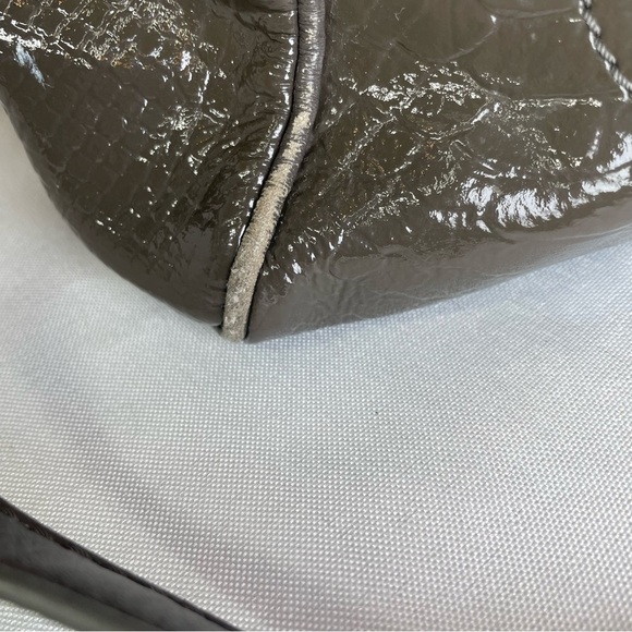 Marc by Marc Jacobs Gray Green Patent Leather Snakeskin Hobo Shoulder Tote Bag - Picture 4 of 16